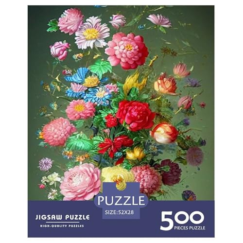 Puzzle für Erwachsene, 500 Teile, Kunstblumen, Holzpuzzles für Erwachsene, nachhaltige Puzzlespiele, 500 Stück (52 x 38 cm) von WXMMoney