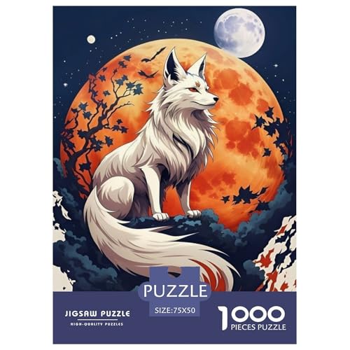 Puzzle für Erwachsene, künstlerisches Fuchs-Puzzle, Holzpuzzle, Puzzle für Erwachsene, Lernspiel, Herausforderungsspielzeug, 1000 Teile (75 x 50 cm) von WXMMoney