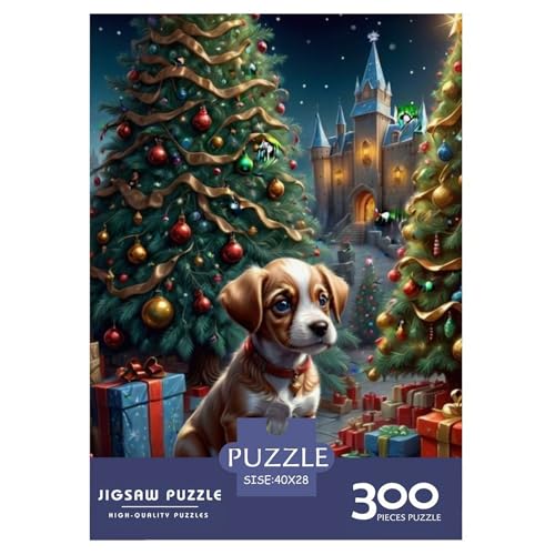 Puzzle für Erwachsene, süßer Hund für Weihnachten, Puzzles, Holzpuzzles, Puzzles für Erwachsene, Lernspiel, Herausforderungsspielzeug, 300 Teile (40 x 28 cm) von WXMMoney