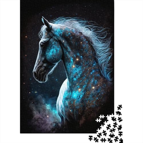 Puzzle für Erwachsene mit 1000 Teilen, Galaxie, Weltraum, Tiere, Pferd, Puzzle für Kinder, Holzbrettpuzzle, tolle Weihnachten, 1000 Teile (75 x 50 cm) von WXMMoney