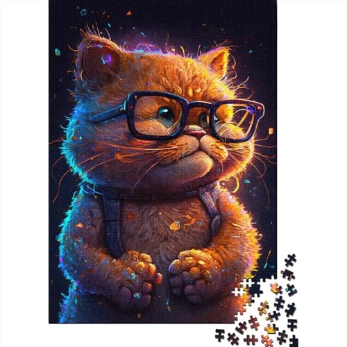 Puzzle für Erwachsene mit 1000 Teilen. Cosmic Garfield trägt eine Brille. Puzzle für Kinder. Holzbrettpuzzle. Tolle Weihnachten. 1000 Teile (75 x 50 cm) von WXMMoney