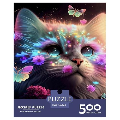 Puzzle für Erwachsene und Jugendliche, Art Cat, Holzpuzzle, Erwachsene ab 14 Jahren, 500 Teile (52 x 38 cm) von WXMMoney