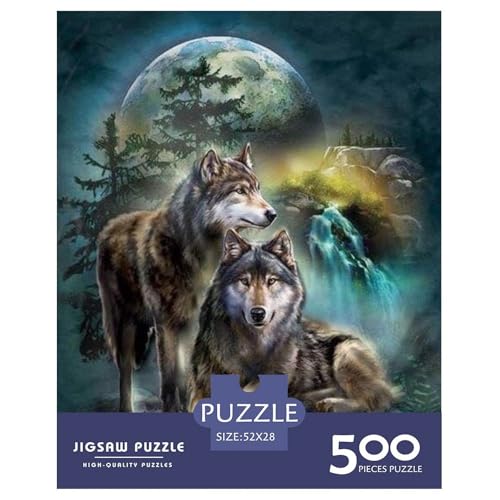 Puzzle für Erwachsene und Jugendliche, Art Wolf, Holzpuzzle, Erwachsene ab 14 Jahren, 500 Teile (52 x 38 cm) von WXMMoney