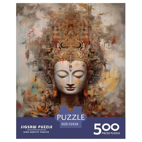 Puzzle für Erwachsene und Jugendliche, Buddha-Kunst, Holzpuzzle, Erwachsene ab 14 Jahren, 500 Teile (52 x 38 cm) von WXMMoney