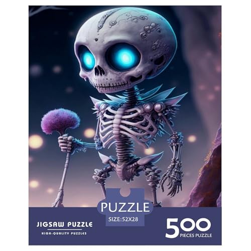 Puzzle für Erwachsene und Jugendliche, künstlerischer Totenkopf, Holzpuzzle, Erwachsene ab 14 Jahren, 500 Teile (52 x 38 cm) von WXMMoney