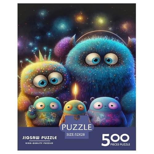 Puzzle für Erwachsene und Jugendliche, süße Monster, Holzpuzzle, Erwachsene ab 14 Jahren, 500 Teile (52 x 38 cm) von WXMMoney