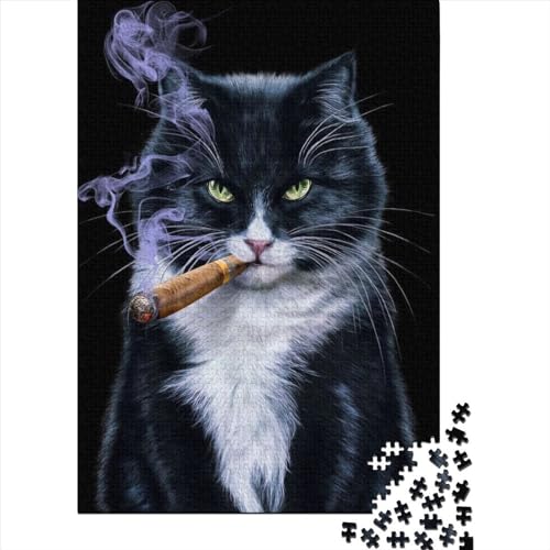 Puzzle für Erwachsene und Teenager, 1000 Teile, Gaming-Puzzle, Coole Smoking-Katze mit Zigarre, Puzzle, Lernspiele, Familienaktivitäten, 1000 Teile (75 x 50 cm) von WXMMoney