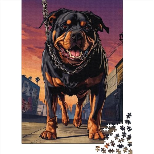 Puzzle für Erwachsene und Teenager, 1000 Teile, Spielpuzzle, Rottweiler-Puzzle, Lernspiele, Familienaktivitäten, 1000 Teile (75 x 50 cm) von WXMMoney