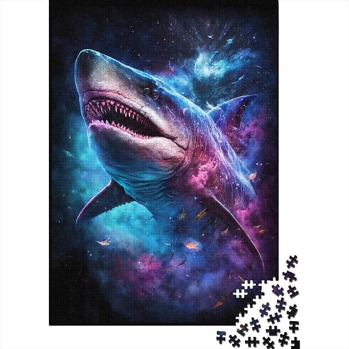 Puzzle für Kinder, 1000 Puzzle-Spielzeug, Galaxie-Hai-Puzzle für Kinder, Holzbrett-Puzzle, Heimdekoration, 1000 Teile (75 x 50 cm) von WXMMoney