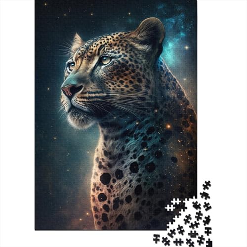 Puzzle für Kinder, 1000 Puzzle-Spielzeug, Galaxie-Leoparden-Puzzle für Kinder, Holzbrett-Puzzle, Heimdekoration, 1000 Teile (75 x 50 cm) von WXMMoney