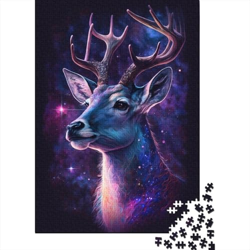 Puzzle für Kinder, 1000 Teile, Galaxie-Hirsch, Puzzle für Kinder und Holzbrett-Puzzle, Spielzeug, Denkspiel, 1000 Teile (75 x 50 cm) von WXMMoney