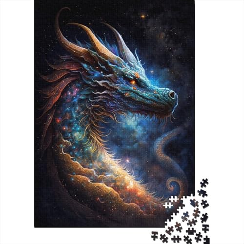 Puzzle für Kinder, 1000 Teile, Galaxie-Kunst, chinesischer Drache, Puzzle für Erwachsene, Holzbrett-Puzzle, Denksport-Puzzle für Kinder, 1000 Teile (75 x 50 cm) von WXMMoney