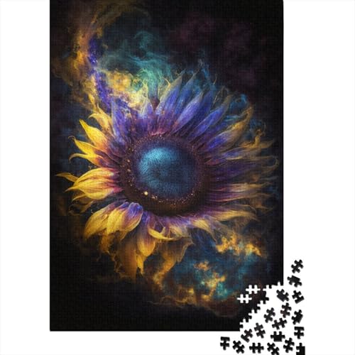 Puzzle für Kinder, 1000 Teile, Galaxie-Sonnenblumen-Puzzle, kreatives Puzzle, praktisches Spiel, Familiendekoration, 1000 Teile (75 x 50 cm) von WXMMoney