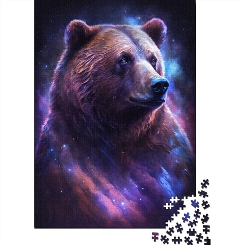 Puzzle für Kinder, 1000 Teile, Galaxie-Tiere, Braunbär, rechteckiges Puzzle für Kinder und Holzbrett-Puzzle, Familiendekoration, 1000 Teile (75 x 50 cm) von WXMMoney