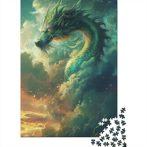 Puzzle für Kinder, 1000 Teile, Grüner Drache, Puzzles für Kinder, Brettpuzzle, lustiges Geschenk, 1000 Teile (75 x 50 cm) von WXMMoney