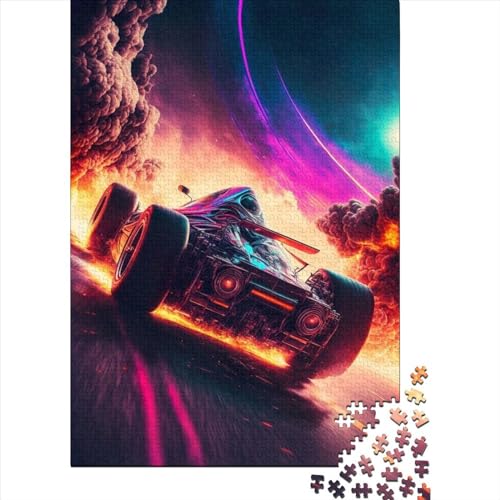 Puzzle für Kinder, 1000 Teile, Rennauto in Weltraumflammen, Holzpuzzle für Kinder, Jugendliche und anspruchsvolles Spielzeug, 1000 Teile (75 x 50 cm) von WXMMoney