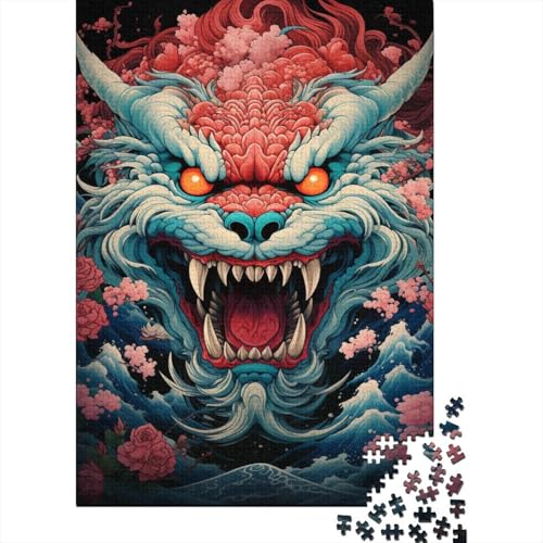 Puzzle für Kinder, 1000 Teile, Tier- und Drachen-Puzzle, buntes Puzzle für Kinder und Holzbrett-Puzzle, Spielzeug, Denkspiel, 1000 Teile (75 x 50 cm) von WXMMoney