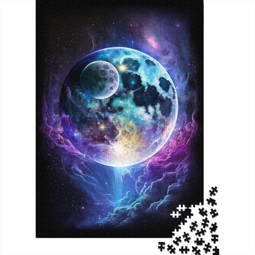 Puzzle für Kinder, 1000 Teile, Weltraumkunst, Mond, Puzzle für Kinder und Holzbrett-Puzzle, Spielzeug, Denkspiel, 1000 Teile (75 x 50 cm) von WXMMoney