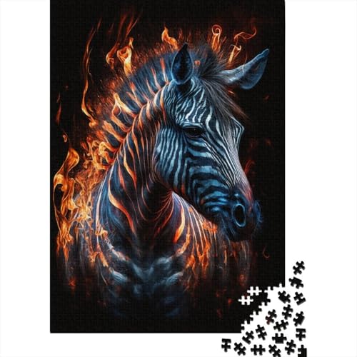 Puzzle für Kinder, 300 Teile, Feuertier-Zebra, Puzzle für Kinder und Holzbrett-Puzzle, Spielzeug, Denkspiel, 300 Teile (40 x 28 cm) von WXMMoney