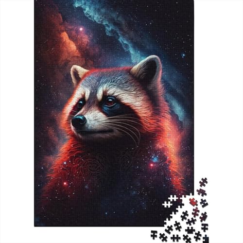 Puzzle für Kinder, 300 Teile, Galaxie, roter Waschbär, Puzzle für Kinder und Holzbrett-Puzzle, Spielzeug, Denkspiel, 300 Teile (40 x 28 cm) von WXMMoney