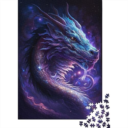 Puzzle für Kinder, 300 Teile, Galaxie-Kunst, chinesischer Drache, Puzzle für Kinder und Holzbrett-Puzzle, Spielzeug, Denkspiel, 300 Teile (40 x 28 cm) von WXMMoney