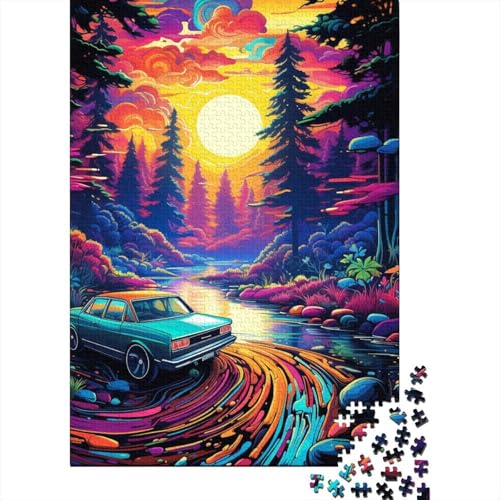 Puzzle für Kinder, 300 Teile, Neonauto in der Natur, Puzzles für Kinder und Holzbrettpuzzles, Spielzeug, Denkspiel, 300 Teile (40 x 28 cm) von WXMMoney