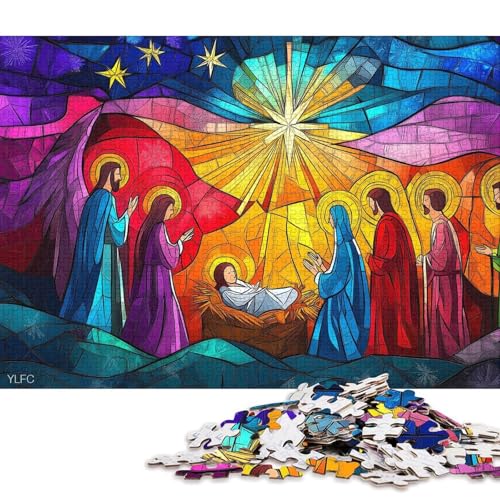 Puzzle für Kinder, 300 Teile, quadratisches Kunstwerk „Krippe“, Puzzle für Kinder und Holzpuzzle, Puzzle für Erwachsene, Puzzlegeschenke, 300 Teile (40 x 28 cm) von WXMMoney