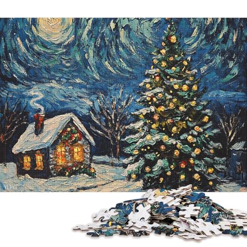 Puzzle für Kinder, 300-teiliges Ölgemälde mit Weihnachtsbaum, kreative quadratische Puzzles für Kinder und Stressabbau, Holzpuzzlespiele und einzigartige Geschenke (40 x 28 cm) von WXMMoney