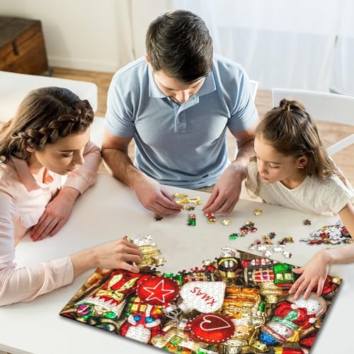 Puzzle für Kinder, 300-teiliges Weihnachtsdekorations-Puzzle, kreative quadratische Puzzles für Kinder und Stressabbau, Holzpuzzlespiele und einzigartige Geschenke (40 x 28 cm) von WXMMoney