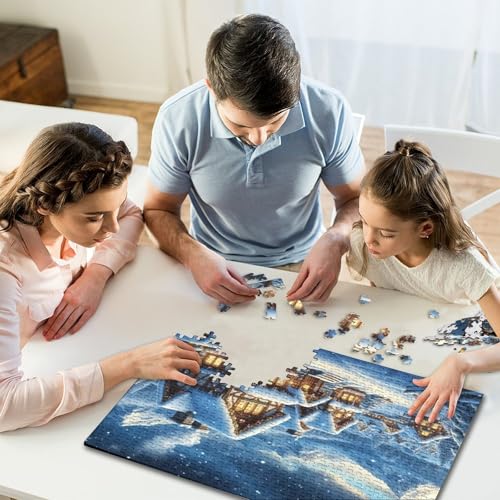 Puzzle für Kinder, 500 Teile, „Frohe Weihnachten“, kreative quadratische Puzzles für Kinder und Holzpuzzles, Stressabbau-Puzzlespiele und einzigartige Geschenke (52 x 38 cm) von WXMMoney