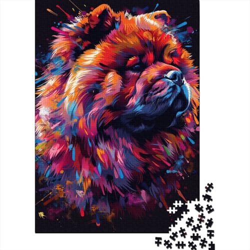 Puzzle für Kinder, 500 Teile, Chow-Chow-Hundekunst, kreatives Holzpuzzle, praktisches Spiel, Familiendekoration, 500 Teile (52 x 38 cm) von WXMMoney