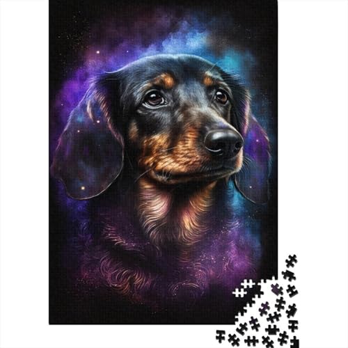 Puzzle für Kinder, 500 Teile, Galaxie-Dackel, Puzzle für Kinder, Holzbrett-Puzzle, lustiges Geschenk, 500 Teile (52 x 38 cm) von WXMMoney