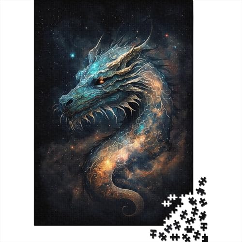 Puzzle für Kinder, 500 Teile, Galaxie-Kunst, chinesischer Drache, Puzzle für Kinder und Holzbrett-Puzzle, Spielzeug, Denkspiel, 500 Teile (52 x 38 cm) von WXMMoney