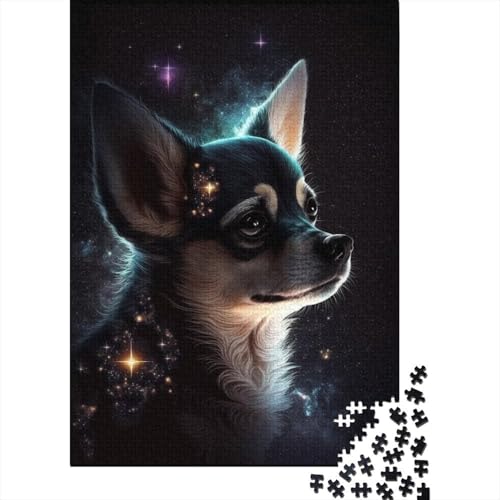 Puzzle für Kinder, 500 Teile, Galaxy Chihuahua, Puzzle für Erwachsene, Holzbrett-Puzzle, Denksport-Puzzle für Kinder, 500 Teile (52 x 38 cm) von WXMMoney