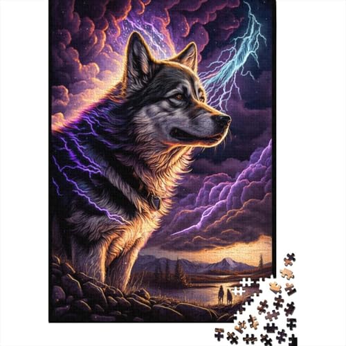 Puzzle für Kinder, 500 Teile, Husky-Traumtier, rechteckige Puzzles für Kinder und Holzbrettpuzzles, Familiendekoration, 500 Teile (52 x 38 cm) von WXMMoney