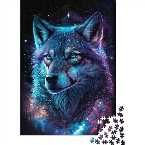 Puzzle für Kinder, Art Galaxy Wolf, 500-teiliges Puzzle aus Holz, ab 18 Jahren, anspruchsvolles Spiel, 500 Teile (52 x 38 cm) von WXMMoney