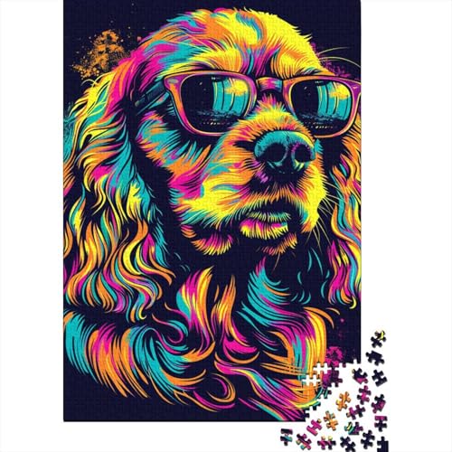 Puzzle für Kinder, Cocker Spaniel Dog Art, 500-teiliges Puzzle aus Holz, ab 18 Jahren, anspruchsvolles Spiel, 500 Teile (52 x 38 cm) von WXMMoney