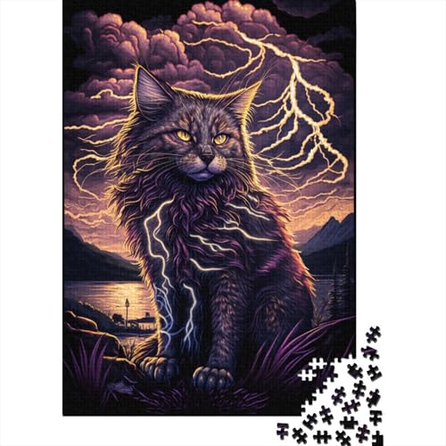 Puzzle für Kinder, Fantasie-Puzzle Maine Coon Katze, Puzzles für Kinder 1000 Teile für Kinder & Holzbrettpuzzle, Lernpuzzle, Familienspiel, 1000 Teile (75 x 50 cm) von WXMMoney