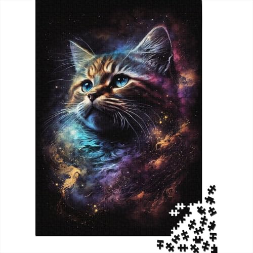 Puzzle für Kinder, Galaxy Maine Coon Cat, 300-teiliges Puzzle aus Holz, ab 18 Jahren, anspruchsvolles Spiel, 300 Teile (40 x 28 cm) von WXMMoney