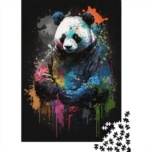 Puzzle für Kinder, Neon-Panda-Puzzles für Kinder, 300 Teile für Kinder & Holzbrett-Puzzles, Lernpuzzle, Familienspiel, 300 Teile (40 x 28 cm) von WXMMoney