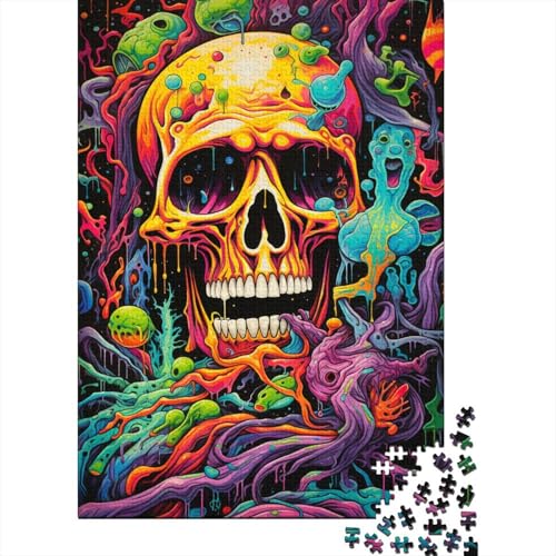 Puzzle für Kinder, Psychedelischer Totenkopf, 1000-teiliges Puzzle, Holzpuzzle für Kinder ab 18 Jahren, Lernpuzzle, Familienspiel, 1000 Teile (75 x 50 cm) von WXMMoney