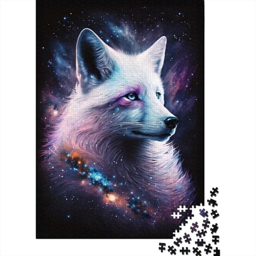 Puzzle für Kinder, Weißer Fuchs, Galaxie, 500 Teile, Holzpuzzle für Kinder ab 18 Jahren, Lernpuzzle, Familienspiel, 500 Teile (52 x 38 cm) von WXMMoney