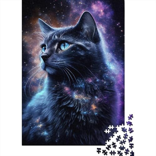 Puzzle für Kinder, kosmische Nebelkatze, 500-teiliges Puzzle aus Holz, ab 18 Jahren, anspruchsvolles Spiel, 500 Teile (52 x 38 cm) von WXMMoney