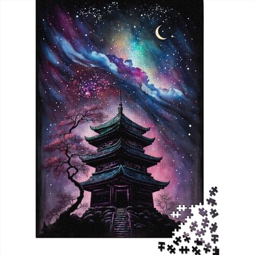 Puzzle für Kinder 1000 Teile, Galaxie, japanischer Tempel, Puzzle für Kinder und Holzbrett-Puzzle, Spielzeug, Denkspiel, 1000 Teile (75 x 50 cm) von WXMMoney