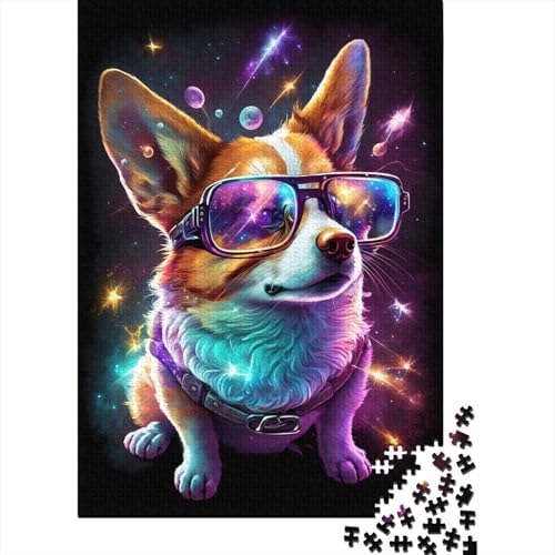 Puzzle für Kinder 1000 Teile Corgi mit Brille Puzzles für Kinder und Holzbrettpuzzles Spielzeug Denkspiel 1000 Teile (75x50cm) von WXMMoney