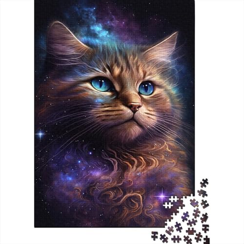 Puzzle für Kinder 1000 Teile Galaxy Cat Puzzles für Kinder und Holzbrettpuzzles Spielzeug Denkspiel 1000 Teile (75x50cm) von WXMMoney