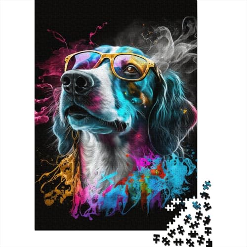 Puzzle für Kinder Kunst Bunte Hunde 300-teiliges Puzzle Holzpuzzle für Kinder ab 18 Jahren Puzzle Lernpuzzle Familienspiel 300 Teile (40 x 28 cm) von WXMMoney