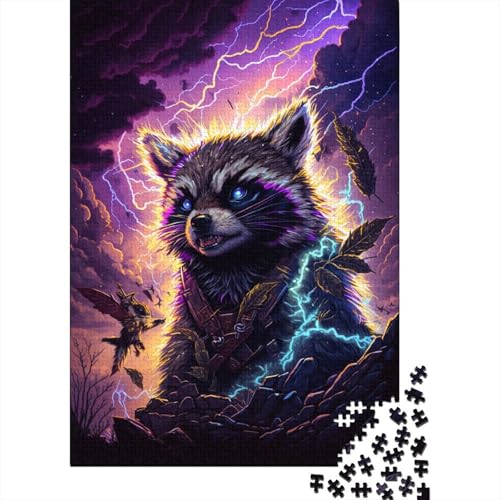 Puzzle für Kinder und Teenager, Fantasy-Art, Waschbär, 300-teiliges Puzzle, Holzpuzzle für 18-Jährige, Heimdekoration, 300 Teile (40 x 28 cm) von WXMMoney