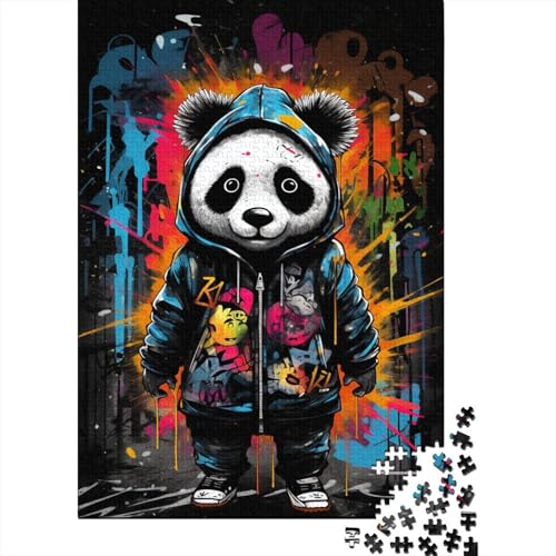 Puzzle für Kinder und Teenager, Graffiti-Kunst, Panda, 1000-teiliges Puzzle, Holzpuzzle für 18-Jährige, Heimdekoration, 1000 Teile (75 x 50 cm) von WXMMoney