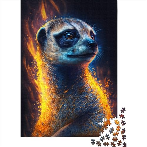 Puzzle mit 1000 Teilen, Feuertier-Erdmännchen, quadratisches Puzzle für Kinder und Holzbrett-Puzzle, anspruchsvolles Spiel, 1000 Teile (75 x 50 cm) von WXMMoney